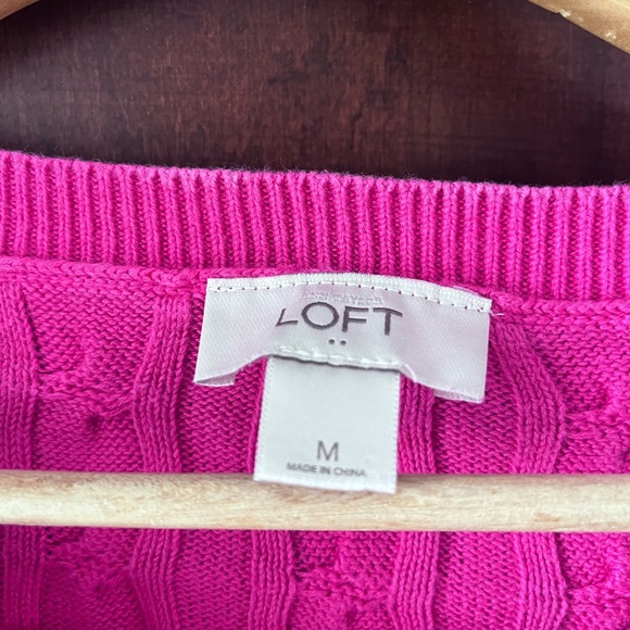 LOFT Bright Pink Cable Knit Sweater - Picture 3 of 4